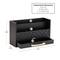 Mind Reader 5-Compartment Desktop Organizer, Rustic Wooden Storage Rack with Drawer for Papers, Accessories, and Office Supplies, Black